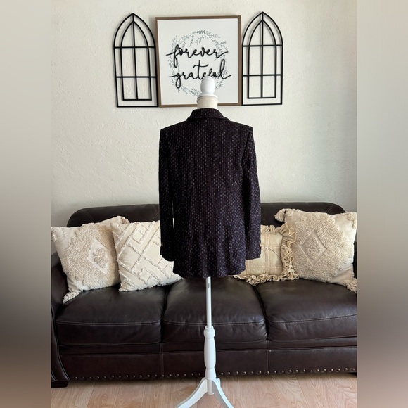 St. John Collection Brown & Blue Santana Knit Tweed Long Line Blazer Size US 4 - Picture 11 of 16